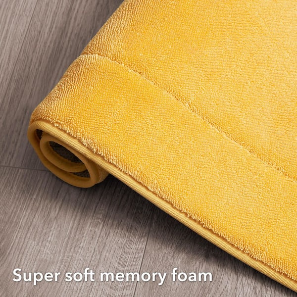 Oliver Brown Oliver Brown Daffodil Yellow 24 in. x 60 in. Terry Memory Foam Bath Rug