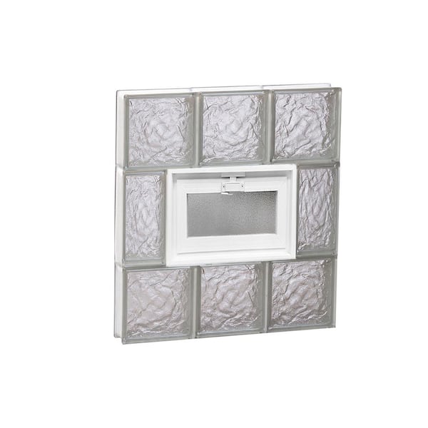 Clearly Secure 17.25 in. x 19.25 in. x 3.125 in. Frameless Ice Pattern Vented Glass Block Window