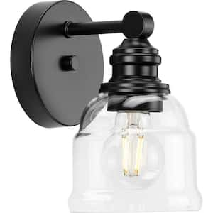 Ambrose 5 in. 1-Light Matte Black with Clear Glass Shade New Traditional Bath Vanity Light
