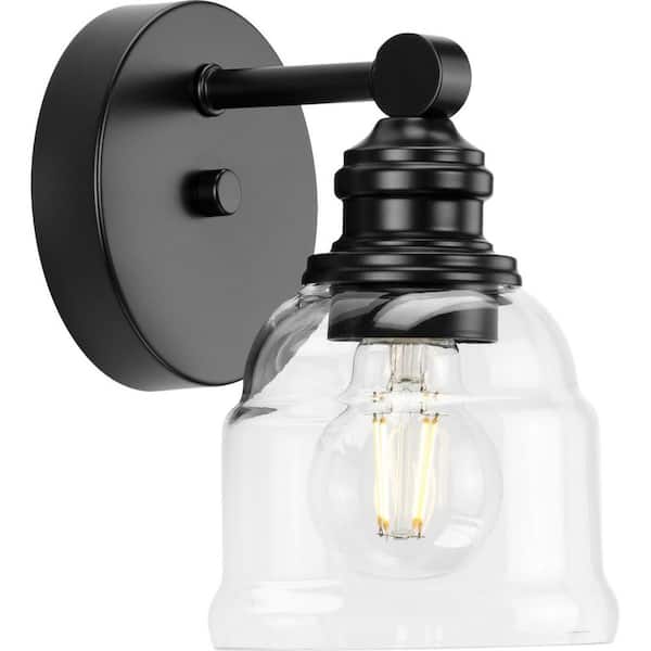 Progress Lighting Ambrose 5 in. 1-Light Matte Black with Clear Glass Shade New Traditional Bath Vanity Light