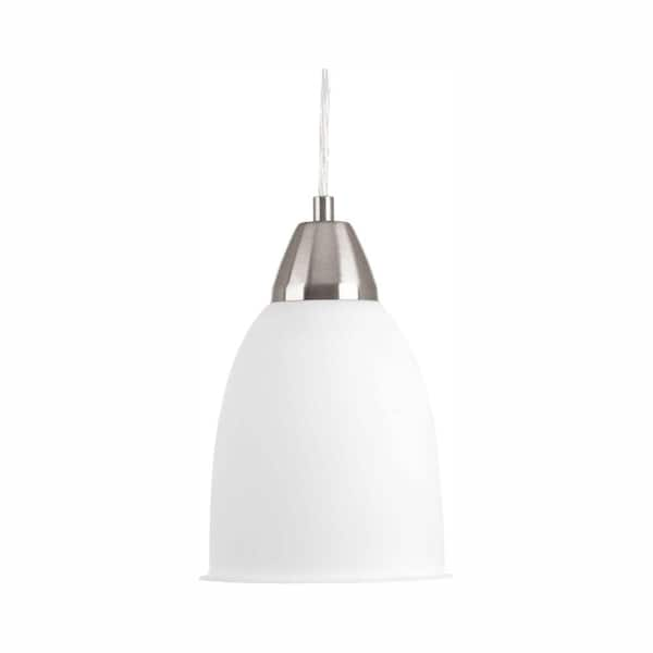 Progress Lighting Simple Integrated LED Collection 1-Light Brushed Nickel Cord Hung Mini Pendant with Frosted Acrylic Shade