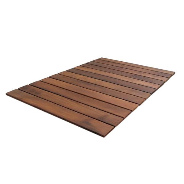 RollFloor Mat 2 ft. x 3 ft. Roll-Out Wood Deck Tile in Brown Color