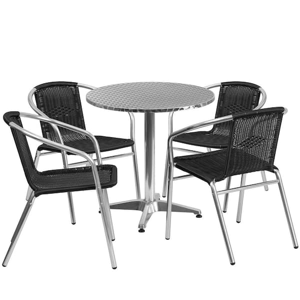 Carnegy Avenue Gray 5-Piece Metal Round Outdoor Bistro Set