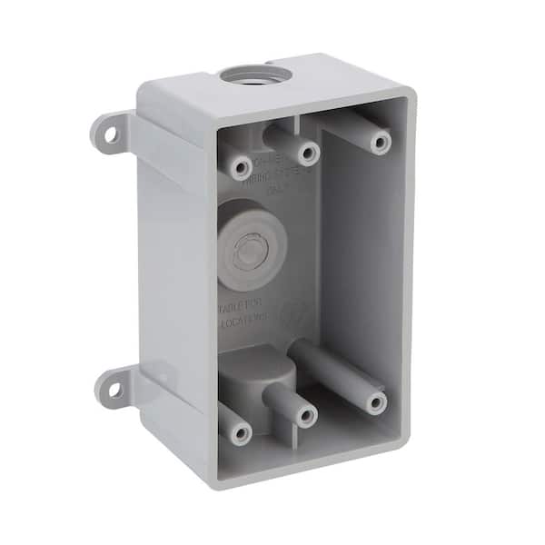 Commercial Electric 1-Gang Non-Metallic Weatherproof Box with (3) 1/2 in. Holes, Gray