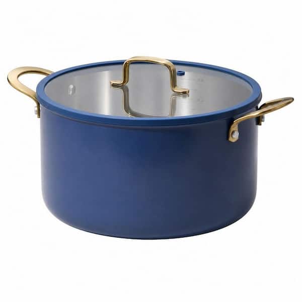 8 qt. Stainless Steel Stock Pot with Lid, Kitchen Stockpot Soup Pot for All Stoves, Oven and Dishwasher Safe, Blue