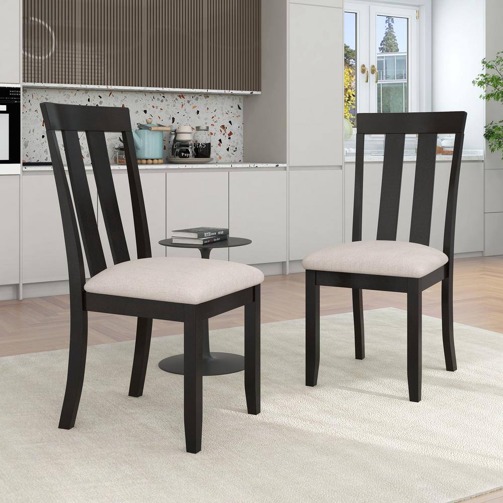 KACEY Straight Back Style LUCKY Upholstered Fabric Dining Chair with Spring  Seating, Espresso legs (Set of 2) - Bed Bath & Beyond - 16150856