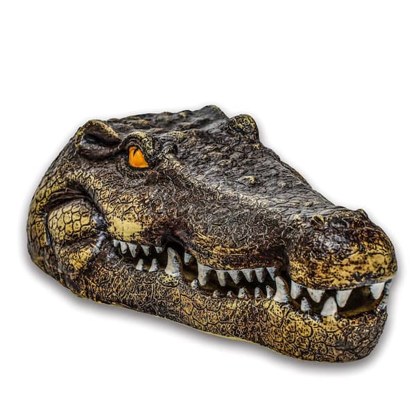 Trademark Innovations 11 in. Fake Alligator Head Pool Float Blue Heron Decoy for Ponds and Water Features