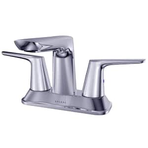 Bora Bora 4" Centerset 2-Handle Bathroom Faucet with Drain Kit and Supply Lines Included in Chrome