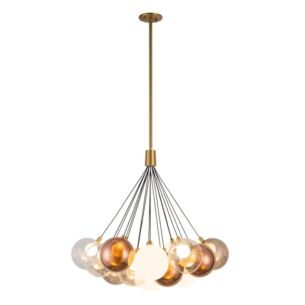 Bolla 28-in Brushed Gold dimmable LED Chandelier with Mixed Glass price history on PriceWatchPro