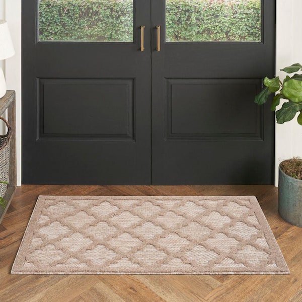 Easy Care Natural doormat 2 ft. x 4 ft. Trellis Contemporary Area Rug