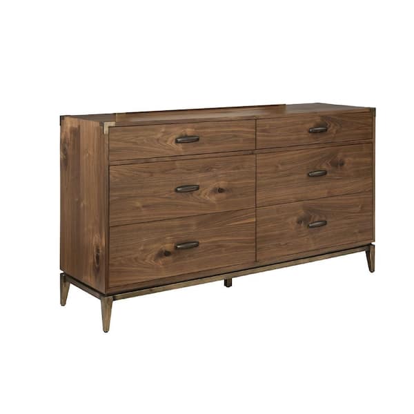 Benjara 68 in. Brown 6-Drawer Wooden Dresser Without Mirror