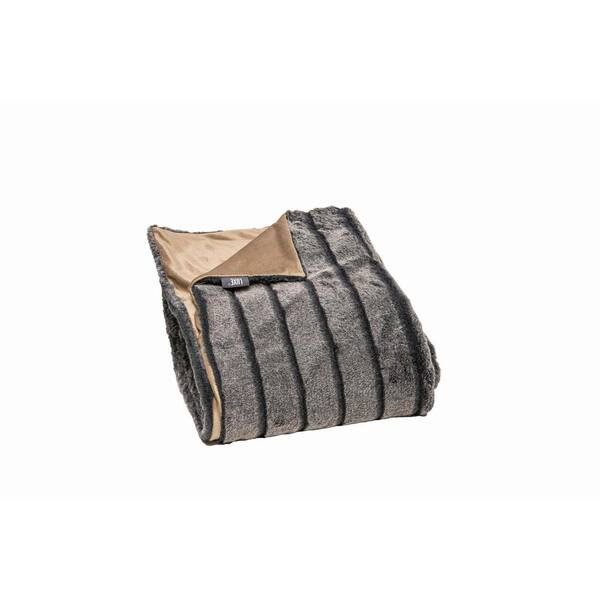 Luxe Faux Fur Couture Faux For Throw Glacier Grey 50 in. x 60 in