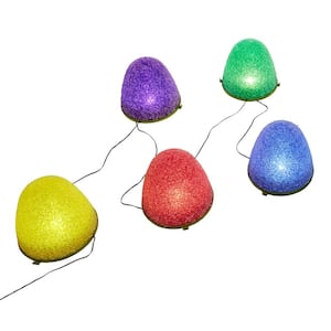 8 in. Tall 5-Count Sugar Coated LED Gumdrop Battery Powered Multi-Colored Christmas Pathway Lights