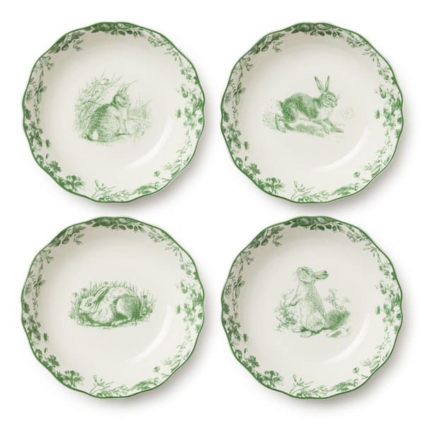Le Jardin 26 fl. oz. 8 in. Green Stoneware Assorted Soup Bowl (Set of 4)
