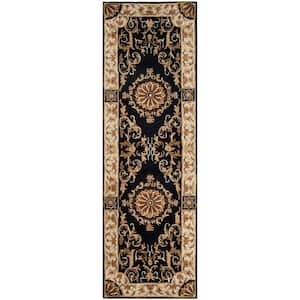 Empire Black/Ivory 3 ft. x 10 ft. Border Runner Rug