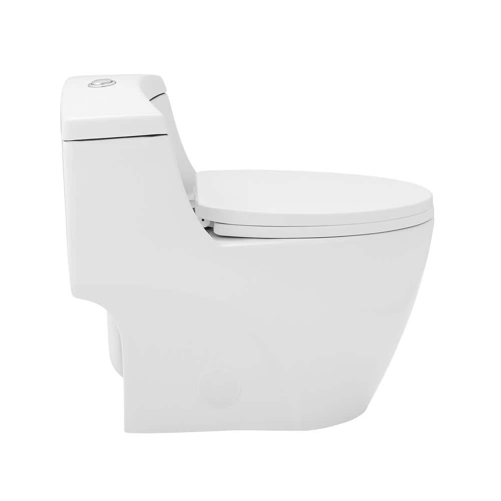 Manoir Glossy White Ceramic Dual-Flush Elongated One-Piece Toilet