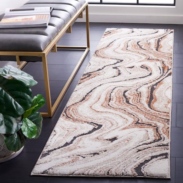 Cyrus Shag 2 ft. x 8 ft. Beige/Rust Layered Granite Runner Rug