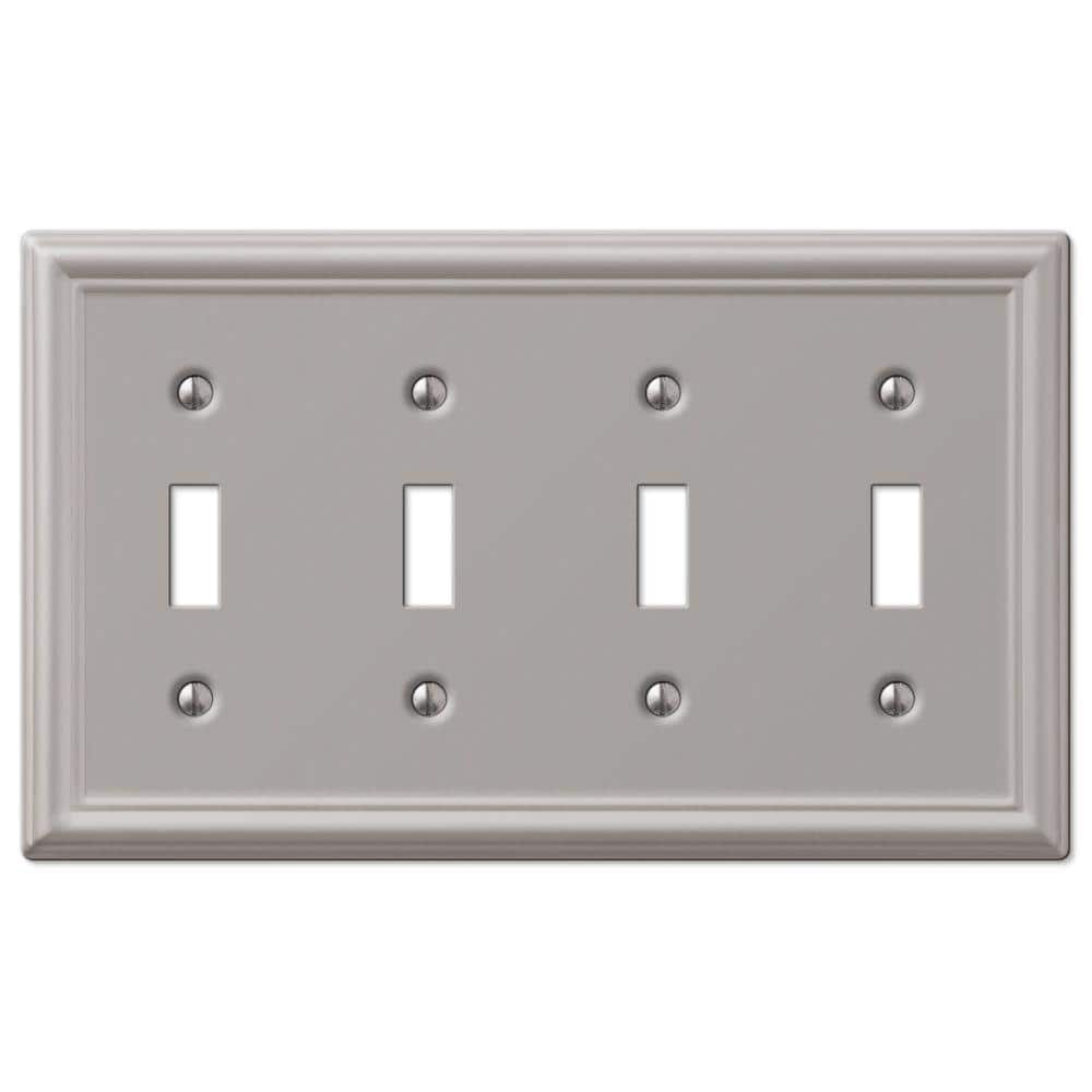 Brushed Nickel Quad Toggle Steel Wallplate