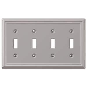 Ascher 4 Gang Toggle Steel Wall Plate - Brushed Nickel