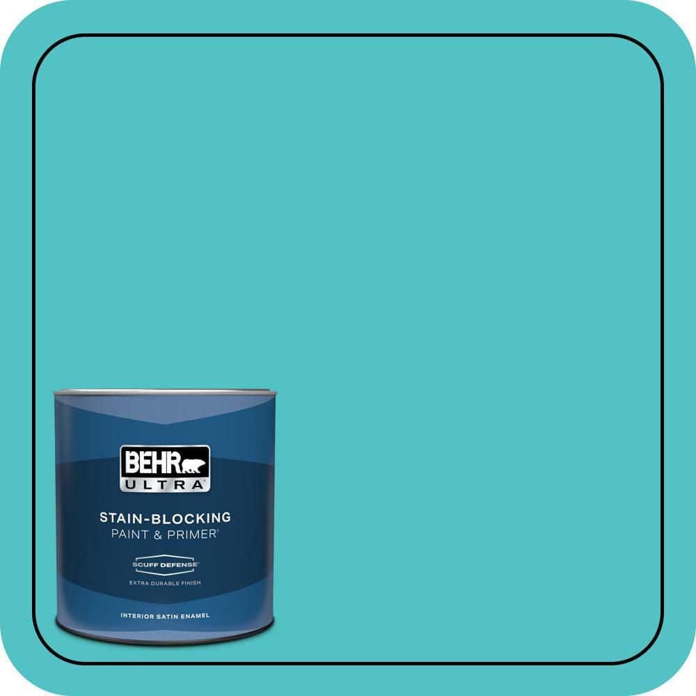 BEHR ULTRA 1 qt. #500B-4 Gem Turquoise Extra Durable Satin Enamel ...