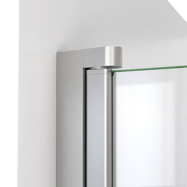 Bootz Industries - Maui 34 in. W x 58 in. H Frameless Pivot Tub Door in Brushed Nickel with Clear Glass