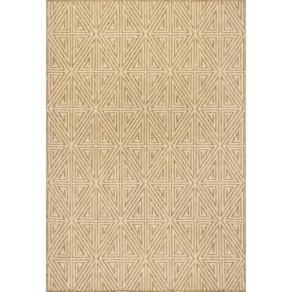 nuLOOM Harvey Abstract Beige 8 ft. x 10 ft. Trellis Indoor/Outdoor Patio Area Rug