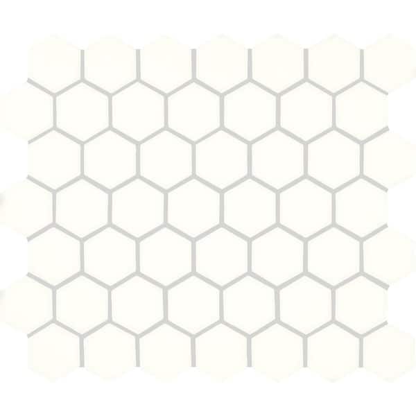 Restore Bright White 2-1/2 in. x 3 in. Matte Ceramic Hexagon Mosaic Tile Sample