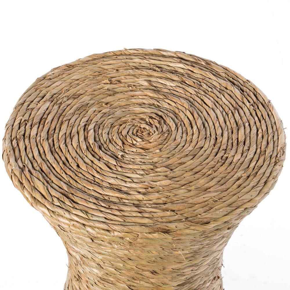 Rustic Hourglass Wicker 15" Round Side Table