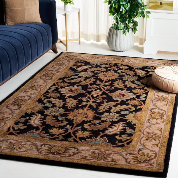 Heritage Black/Beige 4 ft. x 4 ft. Square Border Area Rug