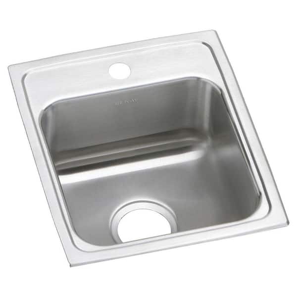 Lustertone Classic 18 Gauge Stainless Steel 15 in. 1-Hole Drop-In Bar Sink