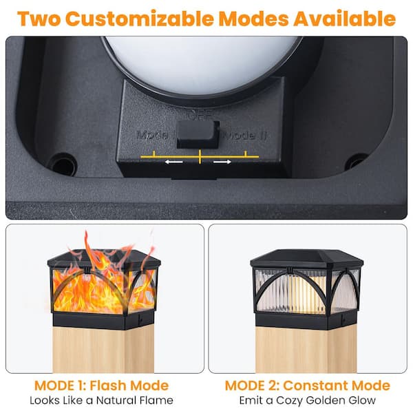 C Cattleya 4 x 4 or 3.5 x 3.5 Black Integrated LED Solar Post Cap