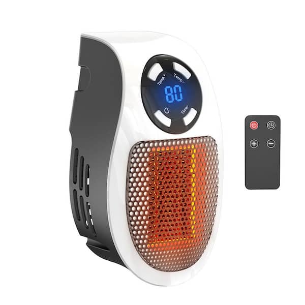 450W Electric Ceramic Space Heater Wall Outlet Plug-In Forced Air w/ Adjustable Thermostat Timer LED Display Quiet