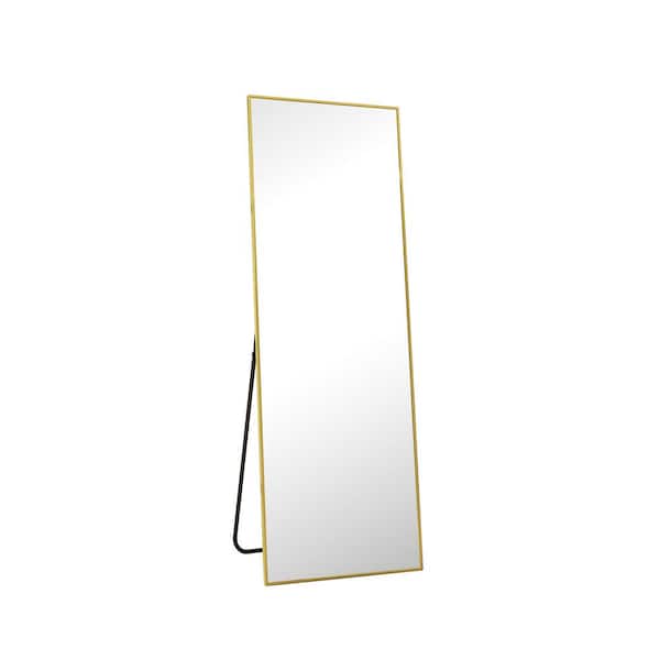 HOMLUX 16 in. W x 50 in. H Rectangular Framed Wall Bathroom Vanity Mirror in Gold Decorative Modern Rust-Resistant