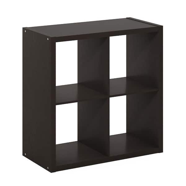 Furinno Cubicle 30 in. Tall Dark Oak Wood 4-Shelf Open Back