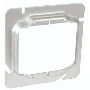 4-11/16 in. Steel Metallic, 2-Gang, Square Metal Electrical Box Cover for 2 Devices