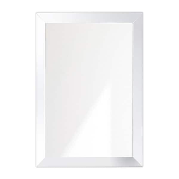 BrandtWorks 32 in. W x 46 in. H Ultra-Gloss Soft-White Wall Mirror