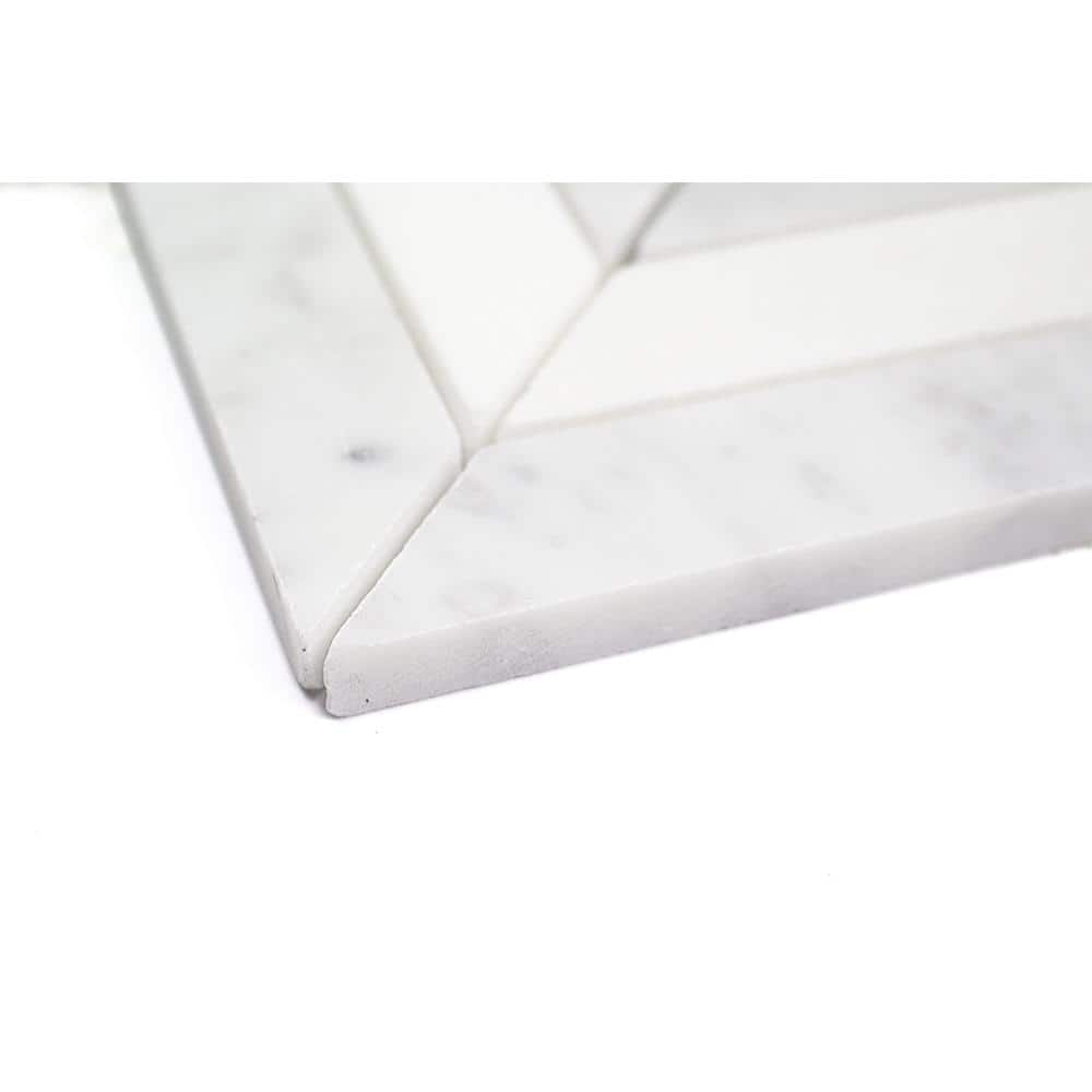 Dart White Carrara and Thassos Polished Marble Mosaic Tile
