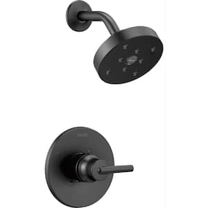 Trinsic 1-Handle Wall Mount Shower Faucet Trim Kit in Matte Black with H2Okinetic (Valve Not Included)