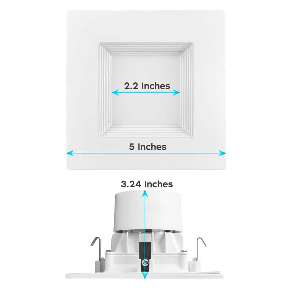 White Square LED Recessed Can Light with Adjustable Color Temperature