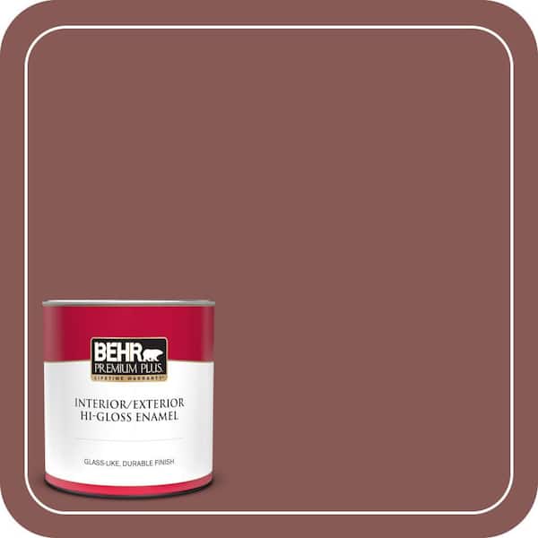 BEHR PREMIUM PLUS 1 qt. #PPU1-09 Red Willow Hi-Gloss Enamel Interior/Exterior Paint & Primer