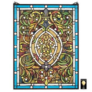Beguiled in Blue Tiffany-Style Stained Glass Window Panel