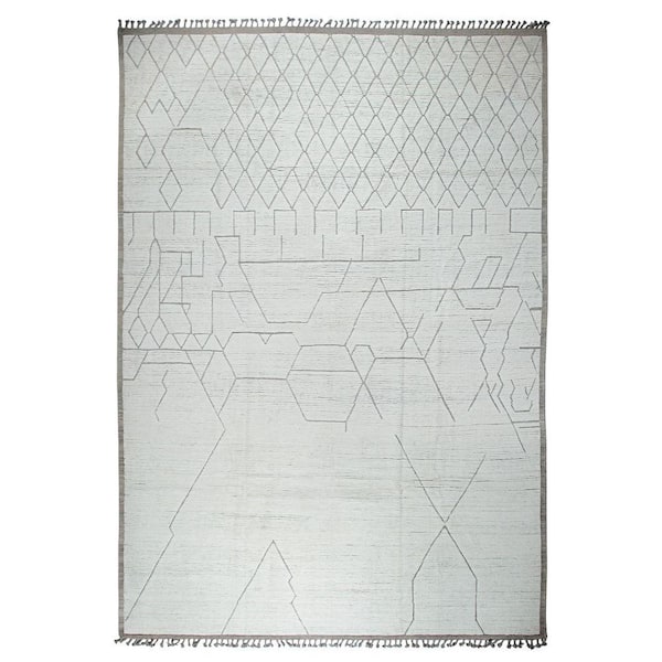 Beige Hand-Knotted Wool Contemporary Marrakech Handspun, Stylish and Durable Rug for Living, 10 ft. x 15 Area Rug