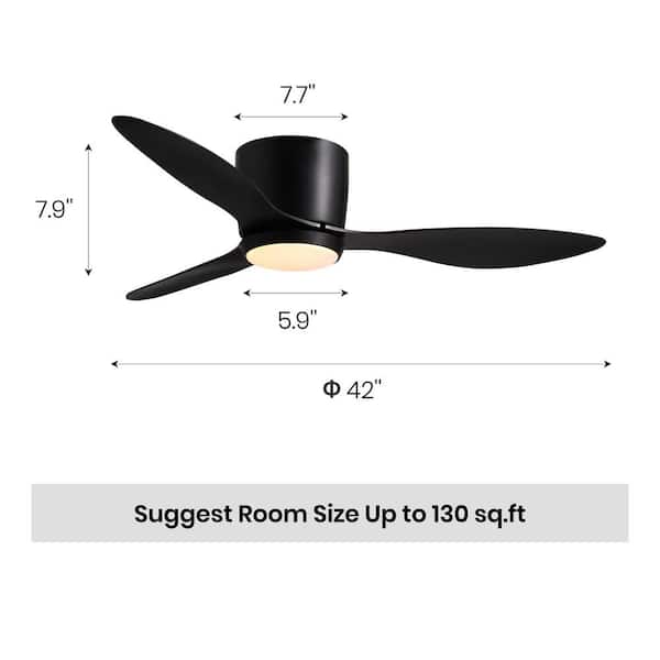 WDETR 42 in. Smart Indoor Black Low Profile 3 Blades Ceiling