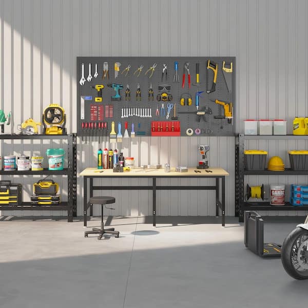 4Dock 96 in. W x 48 in. D 6-Leg Heavy Duty Workbench with Rubber
