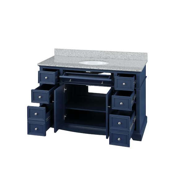 Home Decorators Collection Fremont 32 in. W x 22 in. D x 34 in. H Single  Sink Freestanding Bath Vanity in Navy Blue with Gray Granite Top  TJ-FTV3222BLU - The Home Depot