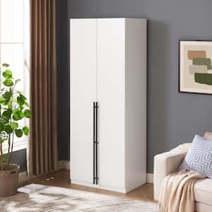 Lee White 31.5 in. Freestanding Wardrobe with 4 Shelves and 2 Drawers