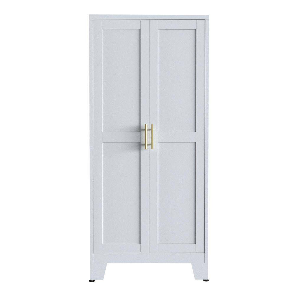27.55 in. W x 13.78 in. D x 61.00 in. H White Metal Linen Cabinet with 2-Do