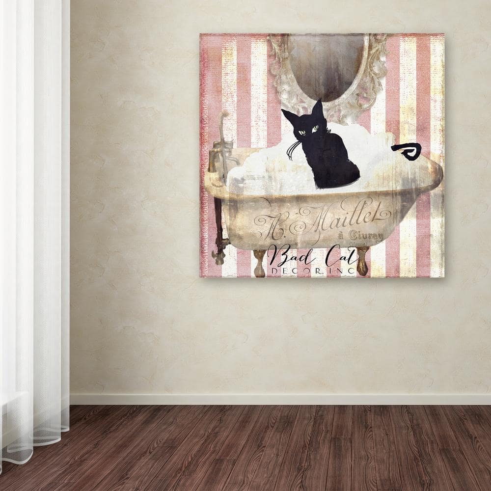 Bad Cat II Black Cat in Bathtub Canvas Wall Art