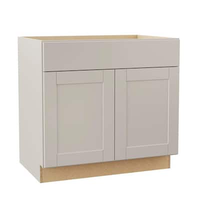 Shaker 36 in. W x 24 in. D x 34.5 in. H Assembled Base Kitchen Cabinet in Dove Gray — Home Depot clearance