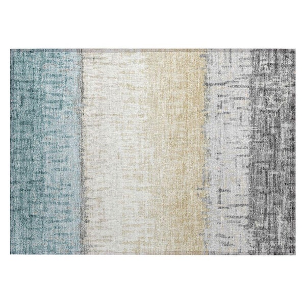 Chantille Machine Washable Indoor/Outdoor Abstract ACN2752 Teal 2 ft. x 3 ft. Accent Rug
